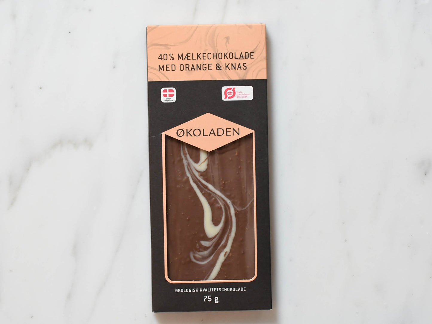 Lys chokoplade m. orange og knas